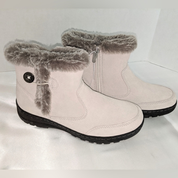 Khombu Shoes - Khombu Womens Iris 1527296 Cream Leather Round Toe Winter Boots Size 8 M